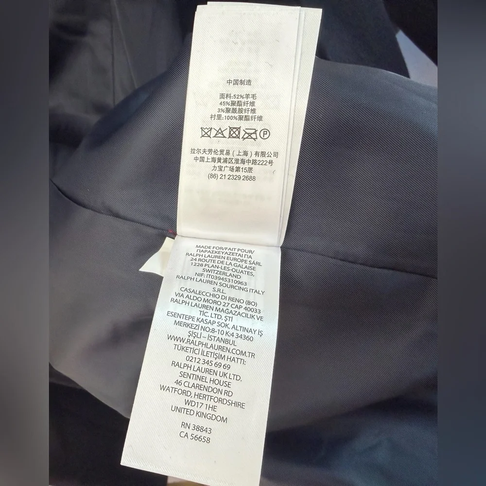 Lauren Ralph Lauren Classic Crest Patch Wool Blend Navy Winter Coat NWOT - Picture 15 of 16